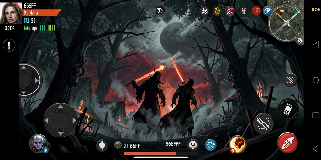 Gameplay menyeramkan dalam 666FF dengan suasana horor yang mencekam.
