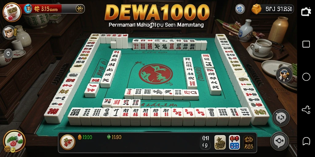 Tangkapan layar permainan DEWA1000 menampilkan keseruan bermain Mahjong.