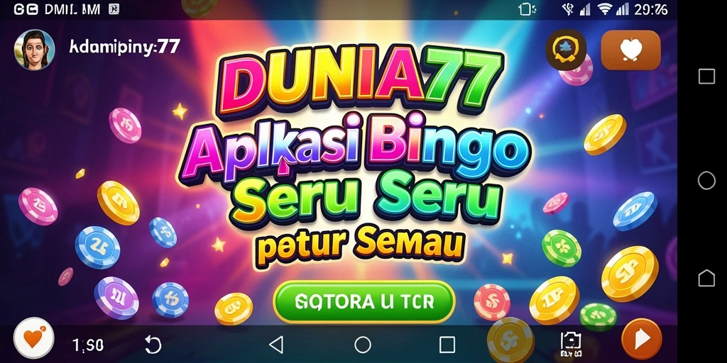 Tampilan menarik dari permainan Bingo DUNIA77 yang interaktif.