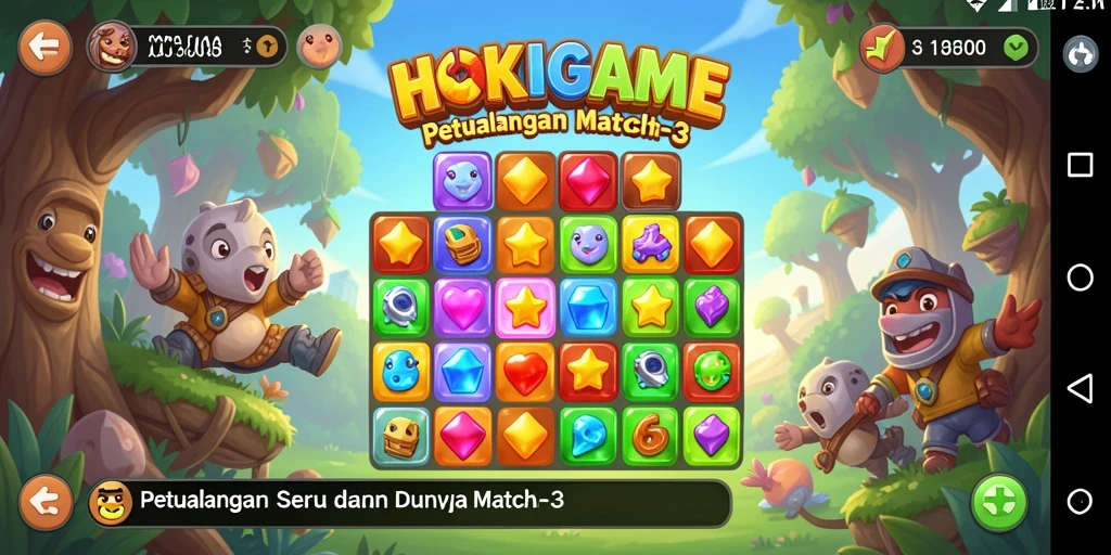 Screenshot gameplay HOKIGAME dengan elemen Match-3 yang menarik.