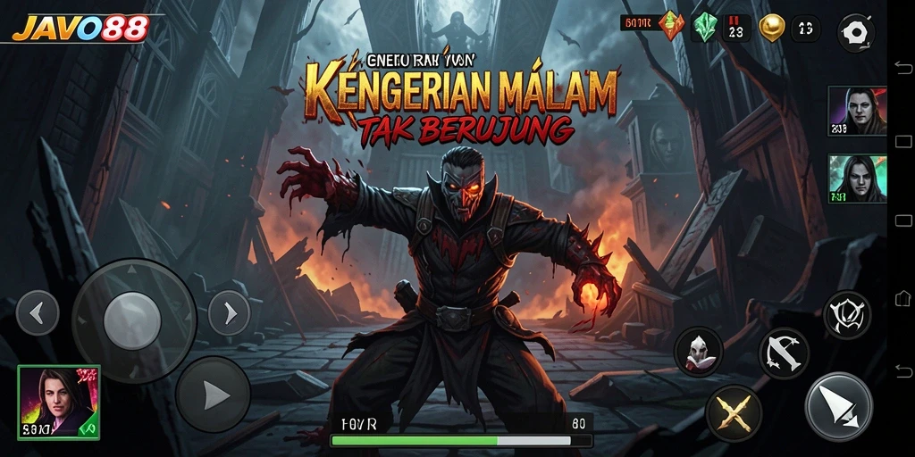 Gameplay JAVO88 menampilkan suasana menegangkan dan kegelapan yang mencekam.