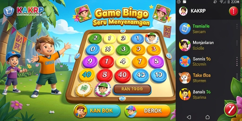 Screenshot dari gameplay KAKRP yang menunjukkan keseruan bermain Bingo.
