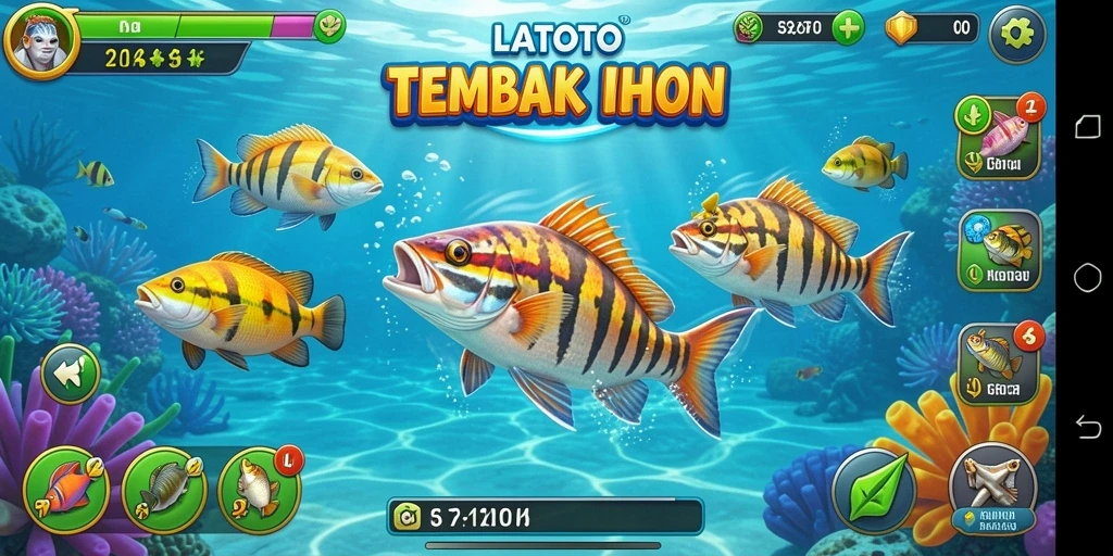 Tampilan penuh aksi saat menembak ikan dalam LATOTO.