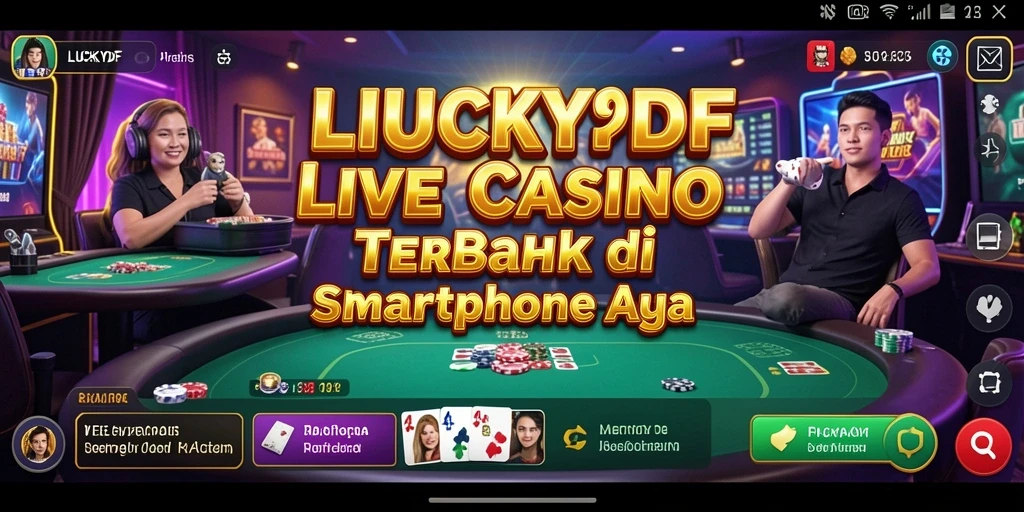 Tangkapan layar LUCKYDF menampilkan dealer langsung dan pemain yang sedang bermain.