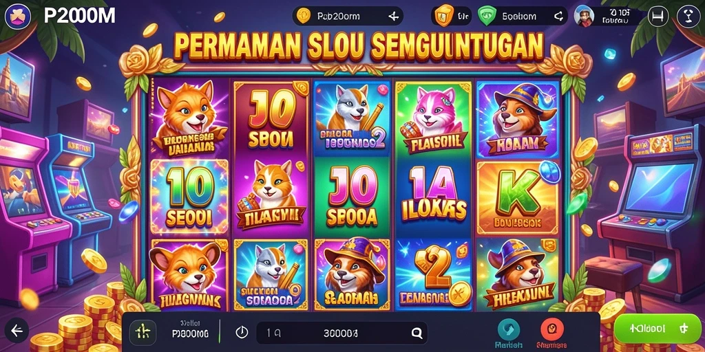 Tampilan gameplay P200M yang seru dan penuh warna.
