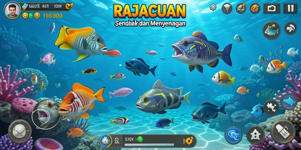 Tampilan gameplay Tembak Ikan yang penuh warna.