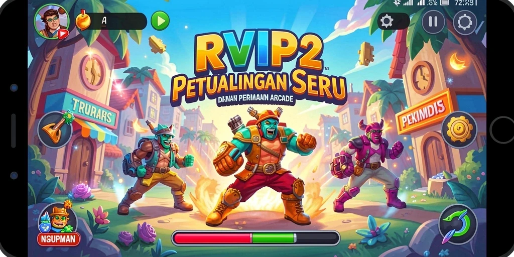 Tangkapan layar gameplay RVIP2 yang menunjukkan aksi menarik dalam permainan Arcade.