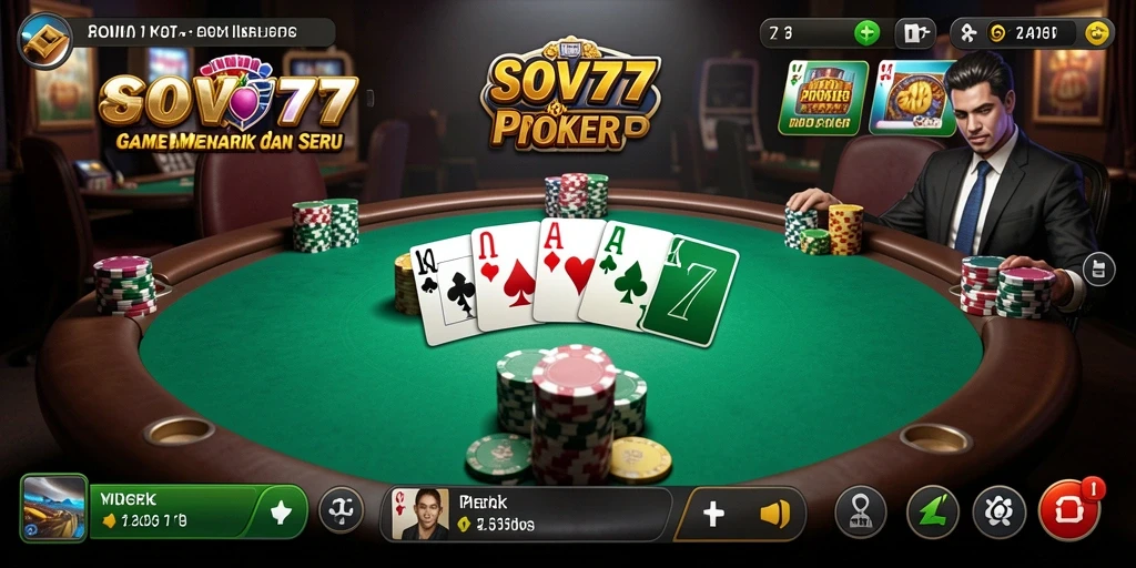 Tampilan gameplay SOV777 yang mendebarkan dalam permainan poker.