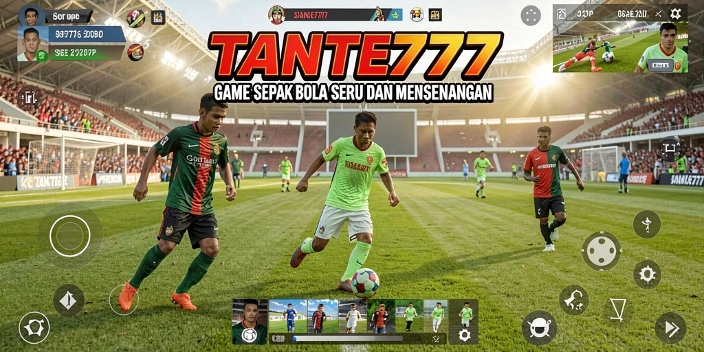 Tampilan gameplay menarik dari TANTE777 saat pertandingan sepak bola.