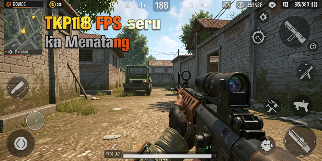 Screenshot gameplay TKP188 dengan aksi tembak-menembak yang intens.
