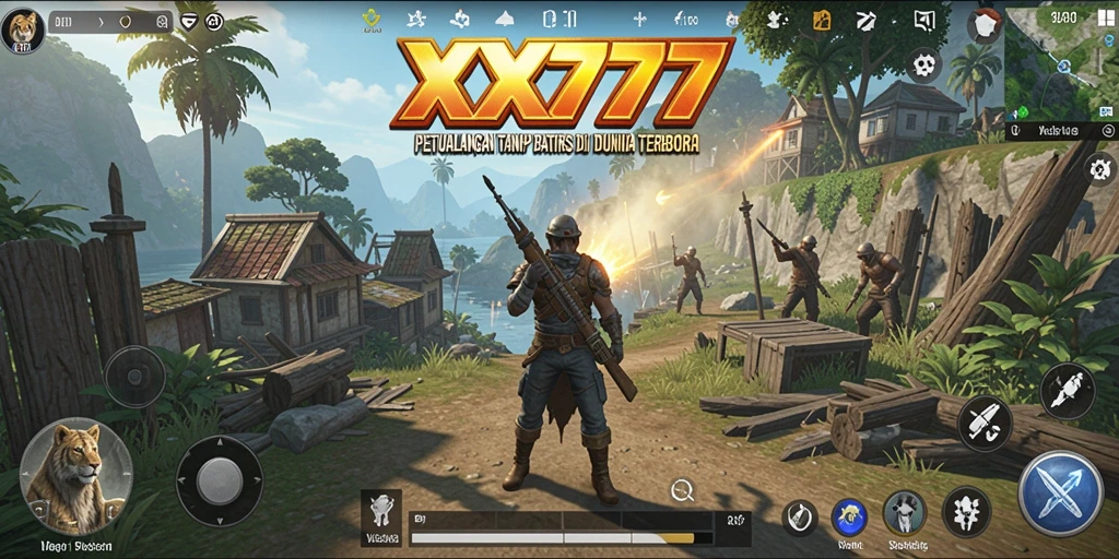 Screenshot utama XXX777 menampilkan aksi seru di dunia terbuka.